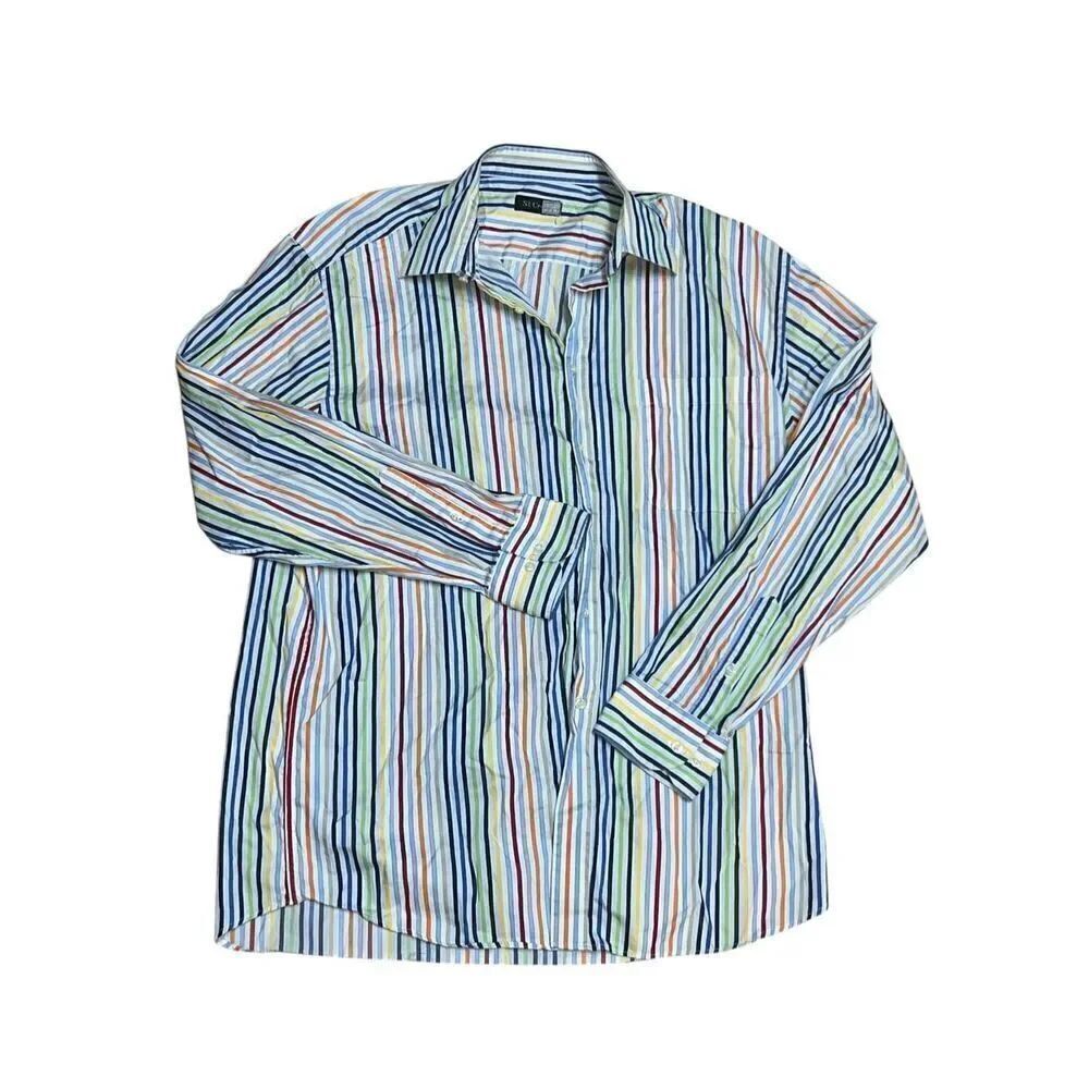 ST Croix Shirt Men XLarge Multi Color Casual Button Down Stripes Italy Dress